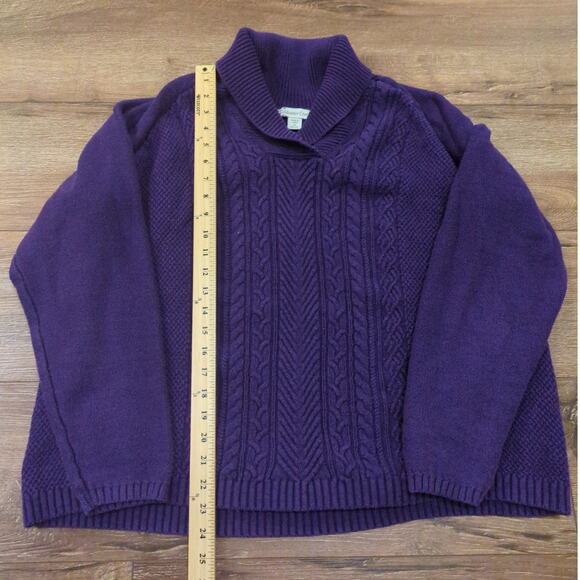 VTG Coldwater Creek Women's XXL Fisherman Sweater Cable Knit Purple Grandma - Picture 4 of 6